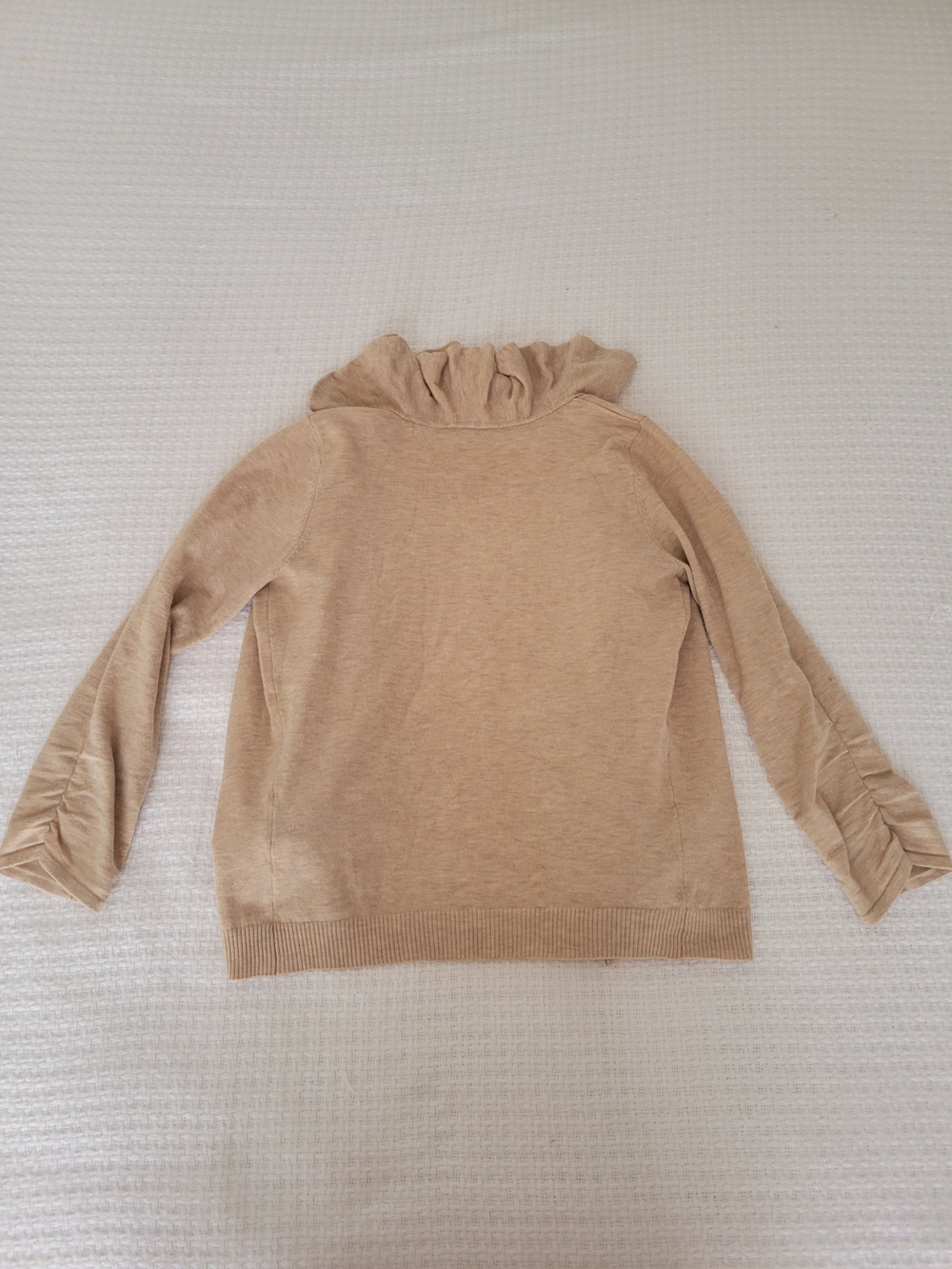 Red Beige Ruffled Open-Front Cardigan - Picture 4 of 4